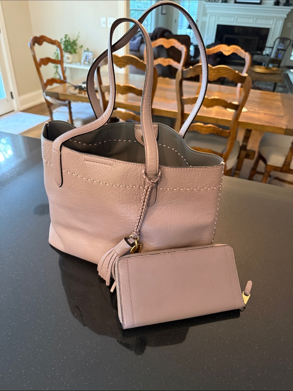 Women's Cole Haan Payson Twilight Mauve Leather Tote with Matching Wallet